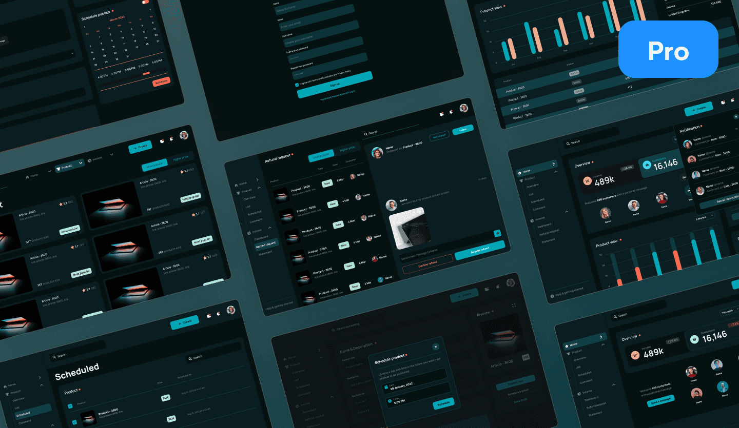 e-commerce web app dashboards dark mode cover