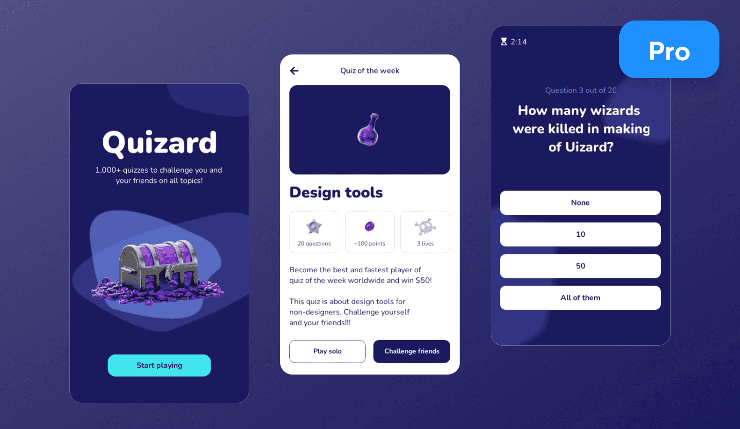 quiz mobile app design template cover